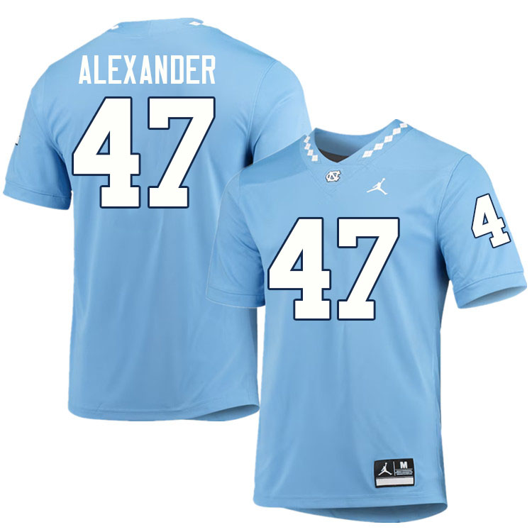 #47 Austin Alexander North Carolina Tar Heels College Football Jersey Stitched-Carolina Blue